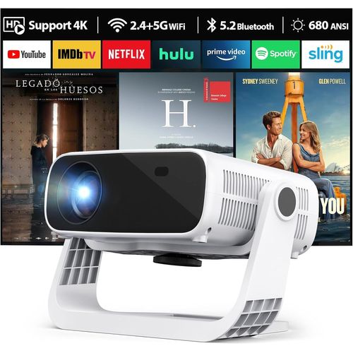 Lbgwp60 Rétroprojecteur-App Intégrée,Vidéoprojecteur 4K Mini Projecteur Portable Auto Keystone Supporté Zoom Wifi 6Bluetooth Retroprojecteur 120°Rotation Pour Ios/Android/Laptop/Ps5