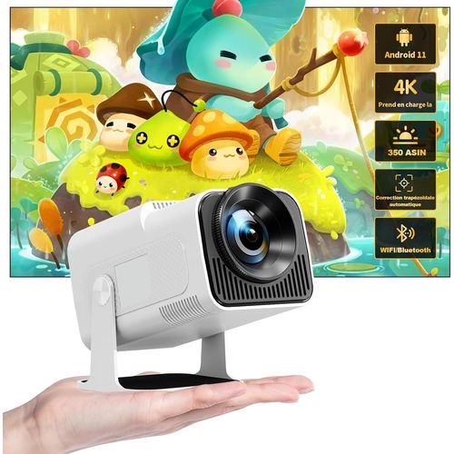 Lbgwp60 Vidéoprojecteur 4K Wifi 6 Bluetooth 5.2,15,000 Lumens Full Hd 1080P,Rétroprojecteur Correction Automatique Du Trapèze,270°,130 Pouces Compatible Avec Hdmi/Ios/Android/Usb,Blanc Laiteux