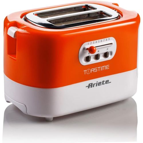 Lbgwp60 Gal-130292 159 Toastime Grille-Pain 2 Tranches Avec Pinces,Tiroir Ramasse Miettes,Fonction Décongélation Et Chauffage,9 Niveaux De Dorure,Chauffe Brioche,Acier Inoxydable,Blanc/Orange