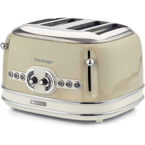 Lbgwp60 Vintage 4 Slices Toaster 156,Grille-Pain Avec 6 Niveaux De Grillage,Éjection Automatique,Fonction Décongélation,Tiroir Ramasse-Miettes Amovible,Corps En Acier Inoxydable,1600W,Beige