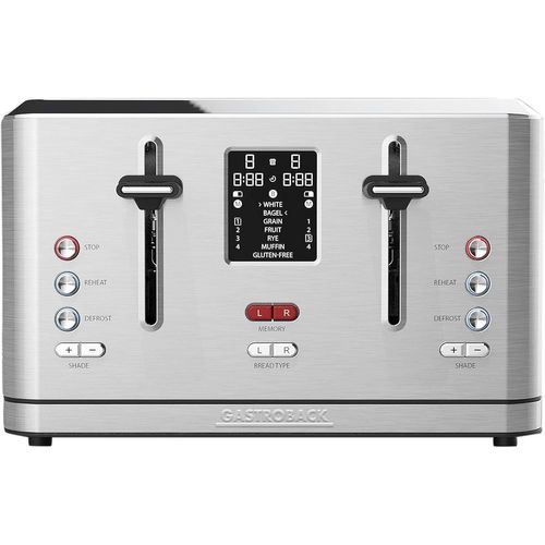 Lbgwp60 42396 Grille-Pain Design Digital 4S,4 Tranches,Grille Réchauffe-Viennoiseries Intégré,7 Programmes De Grillage,Affichage Lcd,950 W,Boîtier En Acier Inoxydable,Argenté