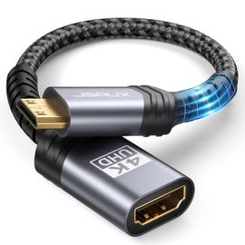 Mondodigitale-Adaptateur Mini Hdmi, Adaptateur Mini Hdmi Mâle À Hdmi Femme Avec 4K@60Hz Hdr 3D, Compatible Avec Carte Graphique, Raspberry Pi Zero W, Hdtv, Tablette, Projecteur (Gris)
