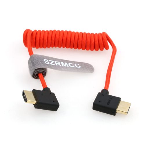 Mondodigitale-Câble Hdmi 8K 2.1 Hdmi Angle Gauche Vers Hdmi Angle Droit Enroulé Tressé Câble Ethernet Pour Z Cam E2 Portkeys Bm5 Atomos Shinobi Ninjav V Monitor Sony Canon Camera