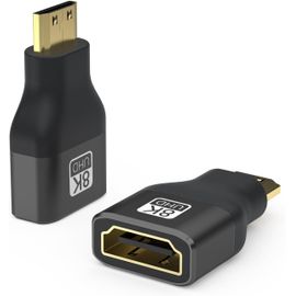 Mondodigitale-2 Pièces Adaptateur Mini Hdmi Vers Hdmi, Aluminium Câble De Couplage Connecteur 8K@60Hz, 4K@120Hz Arc Hdr10+ Dolby Vision 3D Vrr Allm Hdcp