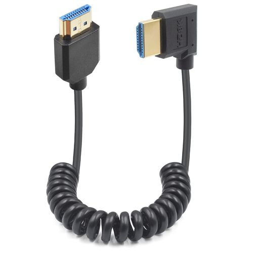 Mondodigitale-Câble En Spirale Hdmi Vers Hdmi 2.1 (1,2m), Ultra Haute Vitesse 48gbps,Prise En Charge De 8k@60hz, Right Angle 8k Camera Hdmi Cable Compatible Avec Caméscope, Moniteur Tv, Ps5, Moniteur