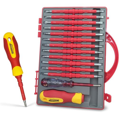 MONDODIGITALE-U2013 Lot De 26 Tournevis Isolés, Pointe Magnétique, Kit D'Outils D'Électricien Avec Étui, 1000 V, Tournevis Avec Lames Interchangeables, Tournevis Électrique Pour Réparation Domestique