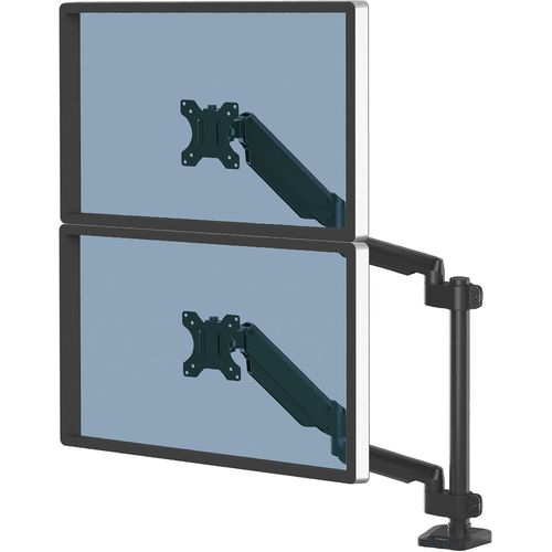 MONDODIGITALE-Bras Écrans 2 Pc Platinum Double Vertical Pour 2 Moniteurs Jusqu'À 32"", Hauteur Ajustable, Norme Vesa, 2 Ports Usb, Noir