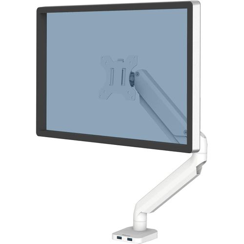 MONDODIGITALE-Bras Porte Écrans Platinum Simple Pour 1 Moniteur Jusqu'À 32"", Hauteur Ajustable, Norme Vesa, 2 Ports Usb, Blanc, 8056201