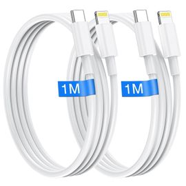 MONDODIGITALE-Cable iPhone USB C 1M Lot de 2 Câble USB C vers Lightning Certifié MFi chargeur iphone Original Ultra Résistant cable iphone charge rapide pour apple iPhone 14 13 12 11 Pro Max/Mini/X/X