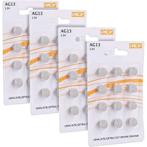 MONDODIGITALE-Lot De 48 Piles Ag13 1,5V,Pile Bouton Au Lithium Alcaline,Lr44,A76,Gp76A,357,Sr44W,Sr44Sw