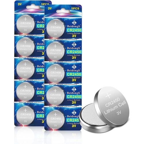 MONDODIGITALE-Cr2450 Pile Bouton Au Lithium 3V Cr 2450 Pack De 10¿5 Ans Garantie¿ (Cr2450-10)