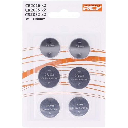 MONDODIGITALE-Lot De 6 Piles 2X Cr2016 3V,2X Cr2025 3V,2X Cr2032 3V,Pile Bouton Au Lithium Alcaline