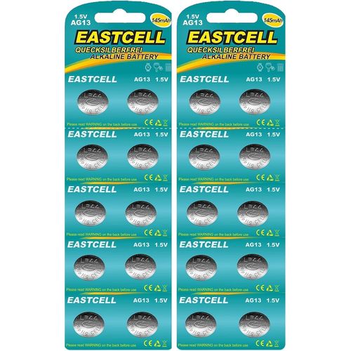 MONDODIGITALE-Lot De 20 Piles Ag13 Sans Mercure Lr44 G13 A76 Gp76A 357 Sr44W (2 Blister De 10 Piles) Jetables