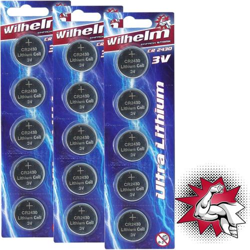 MONDODIGITALE-Cr2430 Lot De 15 Piles Bouton Au Lithium 3 V 270 Mah Ø 24,3 X 3 Mm