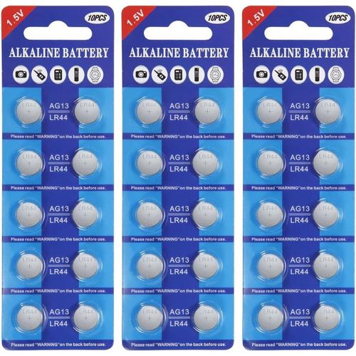 MONDODIGITALE-Lot De 30 Piles Bouton Alcalines Ag13 Lr44 1,5 V Sans Mercure (357/357A/L1154/A76/Gpa76)