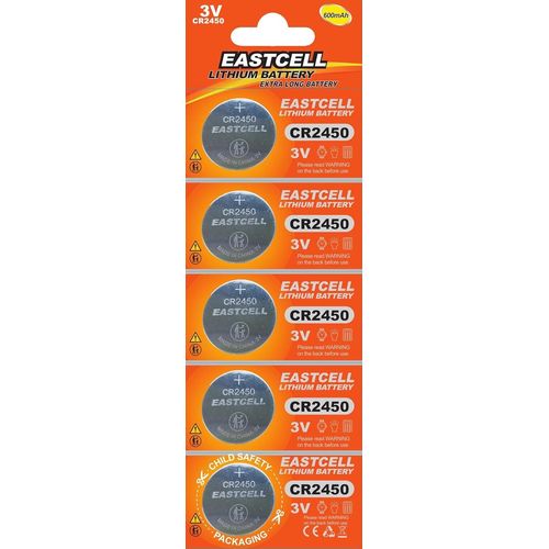MONDODIGITALE-Lot De 5 Piles Bouton Au Lithium Cr2450 3 V 600 Mah (1 Carte Blister De 5 Piles)
