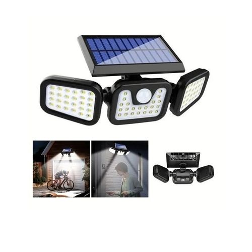 Lampe Solaire Extérieur 3 Panneaux Model S-19 Étanche Détecteur De Mouvement, Applique Murale
