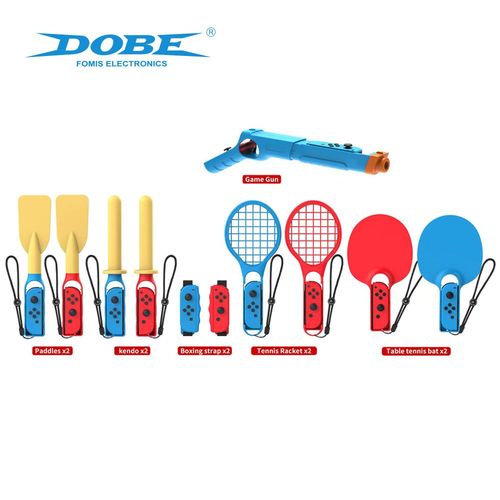 Ensemble De Jeu De Sport Switch 11 En 1 Escrime + Bracelet + Raquette De Tennis + Raquette De Tennis De Table + Crosse De Pistolet + Pagaie | Accessoires Compatibles