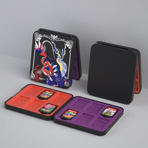 Switch/Oled Pokémon Zhuzi Sac De Rangement Support Capuchon À Bascule Boîte À Cartes Dragonne Base Boîte À Cartes Étui De Protection | Accessoires Compatibles-Coffret 12 Cartes (Coque Noire)