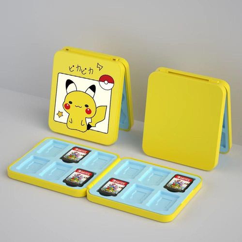 Convient Pour Nintendo Switch/Oled Boîte De Cartes En Silicone Magnétique 12 Pièces Boîte De Rangement De Cartes De Jeu Ns Boîte De Cartes | Accessoires Compatibles-Pikachu