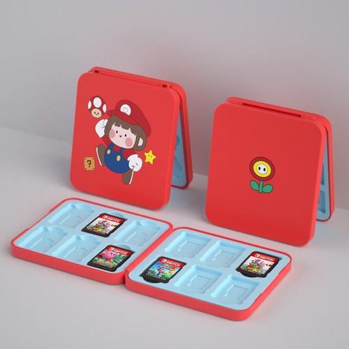 Convient Pour Nintendo Switch/Oled Boîte De Cartes En Silicone Magnétique 12 Pièces Boîte De Rangement De Cartes De Jeu Ns Boîte De Cartes | Accessoires Compatibles-Fille Mario