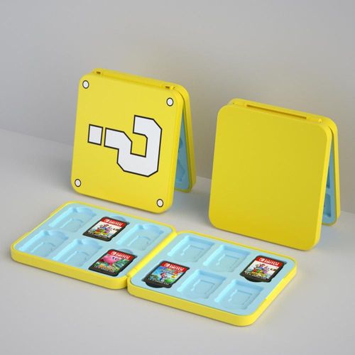 Convient Pour Nintendo Switch/Oled Boîte De Cartes En Silicone Magnétique 12 Pièces Boîte De Rangement De Cartes De Jeu Ns Boîte De Cartes | Accessoires Compatibles-Mario Point D'interrogation