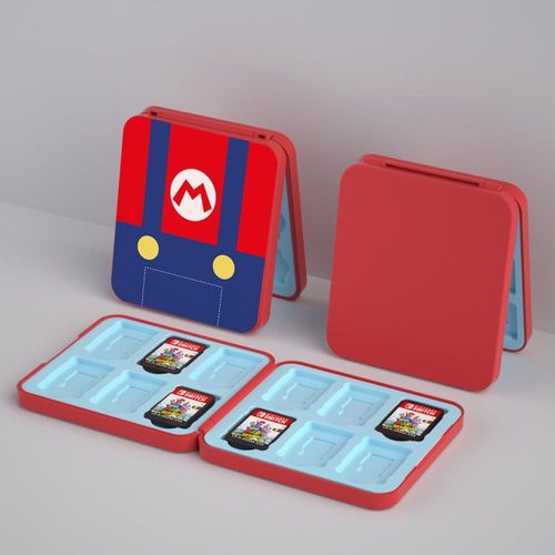 Convient Pour Nintendo Switch/Oled Boîte De Cartes En Silicone Magnétique 12 Pièces Boîte De Rangement De Cartes De Jeu Ns Boîte De Cartes | Accessoires Compatibles-Salopette Mario