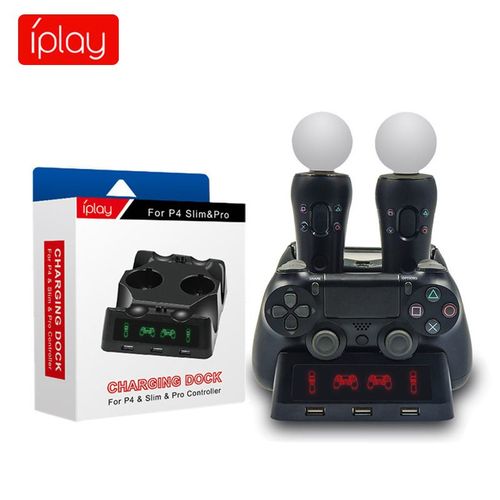 Chargeur Quadruple Pour Manette Ps4 Support De Charge Multifonction Pour Manette Ps4 Move/Ps4 Vr Chargeur 4 En 1 | Accessoires Compatibles