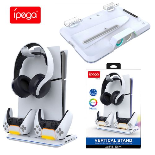 Base De Ventilateur De Refroidissement De Console Ps5pro/Ps5slim Avec Lumières Rvb Support De Casque De Chargeur De Contrôleur De Jeu Ps5 | Accessoires Compatibles