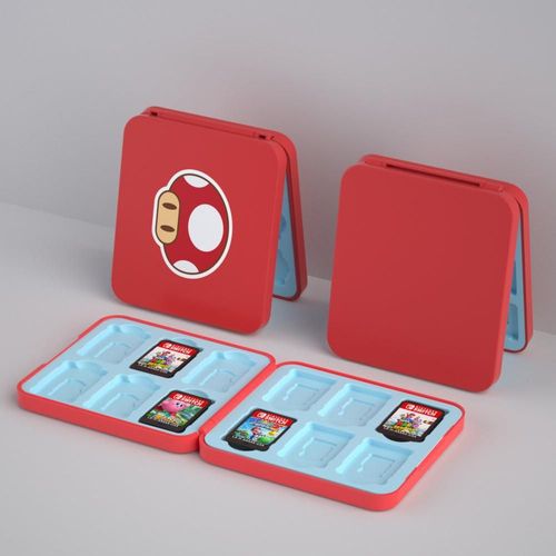 Convient Pour Nintendo Switch/Oled Boîte De Cartes En Silicone Magnétique 12 Pièces Boîte De Rangement De Cartes De Jeu Ns Boîte De Cartes | Accessoires Compatibles-Mario Champignon