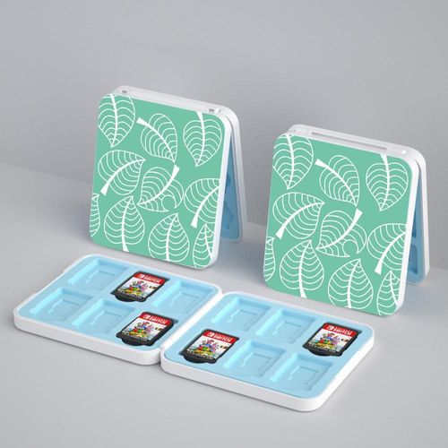 Convient Pour Nintendo Switch/Oled Boîte De Cartes En Silicone Magnétique 12 Pièces Boîte De Rangement De Cartes De Jeu Ns Boîte De Cartes | Accessoires Compatibles-Feuille Verte