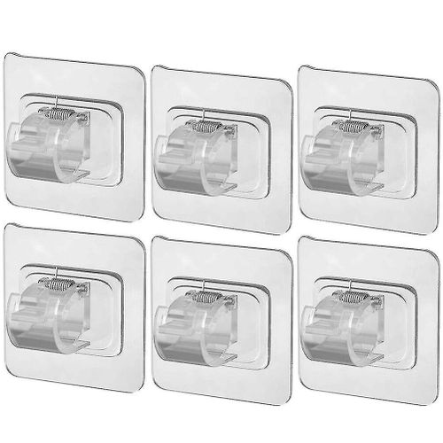 Lot de 6 supports adhésifs pour tringle à rideau de douche ¿ Supports de rideau de douche durables avec une forte adhérence pour une installation facile