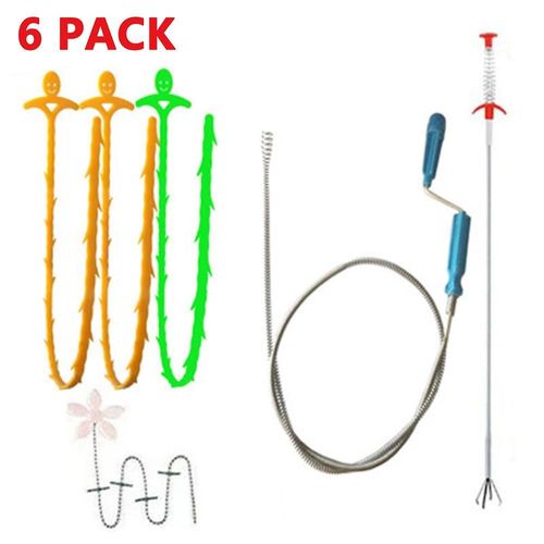 Kit déboucheur de canalisations (7 pièces) - Outils flexibles pour déboucher facilement les éviers, douches et baignoires - Solution écologique