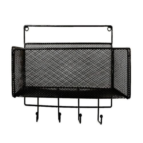 Étagère De Rangement Murale En Fer Durable Avec Crochets Pour La Cuisine Et La Salle De Bain - Design En Maille Moderne