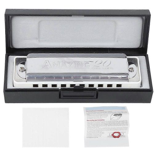 Harmonica De Blues 10&#8209 ; Trou Mouthorgan Eb Key Abs Résine Peigne Débutant Cadeaux Professionnel(Blanc)