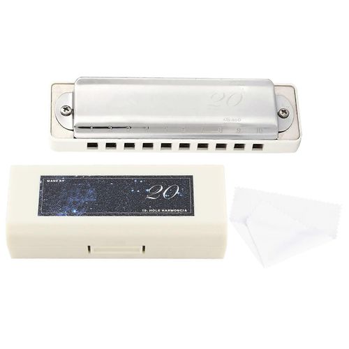 Kongsheng Am-20d Phosphore Bronze Roseau 10 Trou 20 Ton Blues Harmonica Dans La Tonalité De C (Blanc)