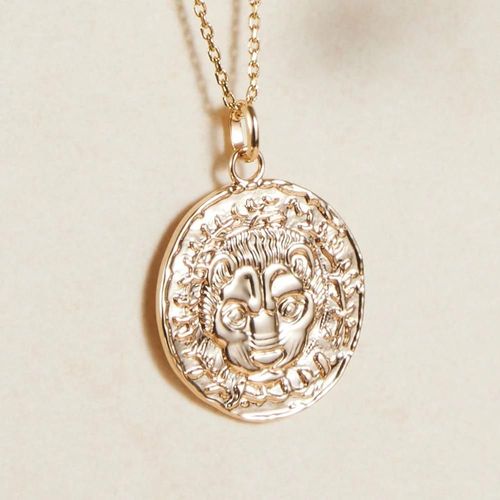 Pendentif Brillant Tête De Lion En Plaqué Or