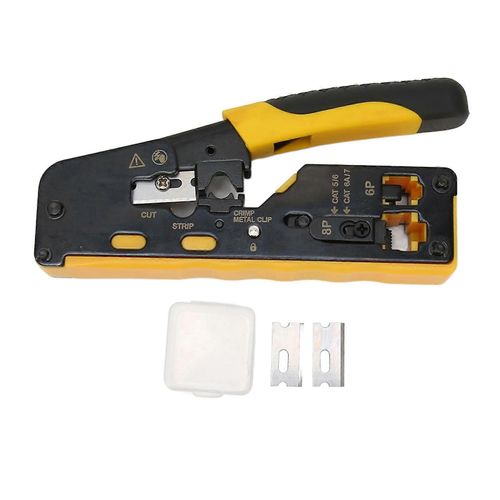 Pince à sertir modulaire à cliquet pour câbles de données 6P 8P Pince à dénuder multifonctionnelle pour connecteurs RJ11 RJ12 RJ45 Pass Thru standard
