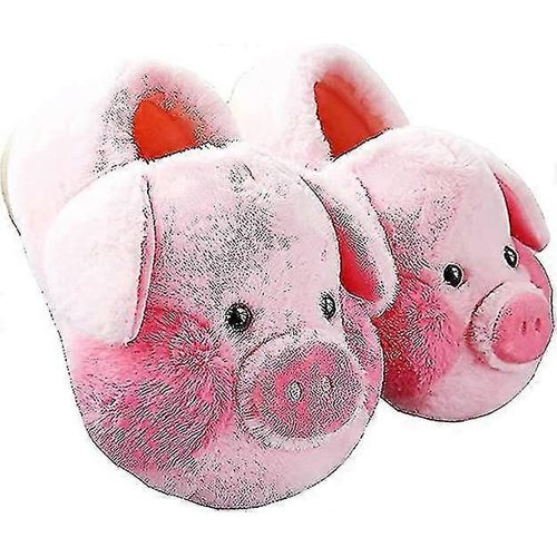 Peluches Adultes Chaussons De Cochon Hiver Chaud Cartoon Pig Chaussures Accueil Fuzzy Furry Animal Slippers Femmes Hommes Fille