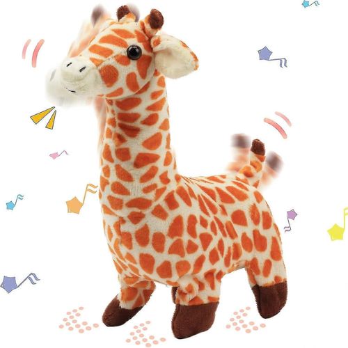 Girafe De Marche Interactive Électronique Pet En Peluche Jirafa Avec Des Sons Et Des Mouvements Animé Secouant La Queue Cadeau Pour Les Tout-Petits Anniversaire, Marron, 9'