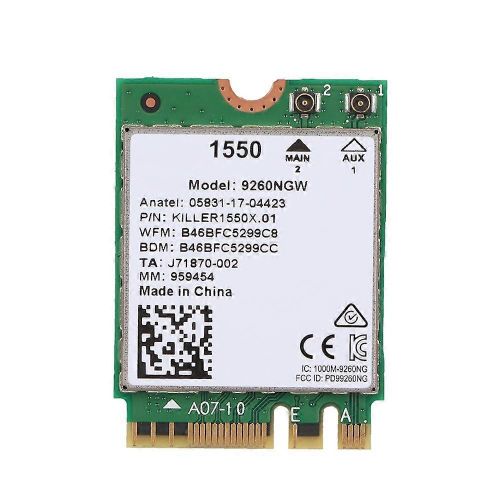 Carte réseau sans fil pour KILLER 1550AC pour windows10 2,4 G et 300 Mbps / 5 G et 1,73 Gbps