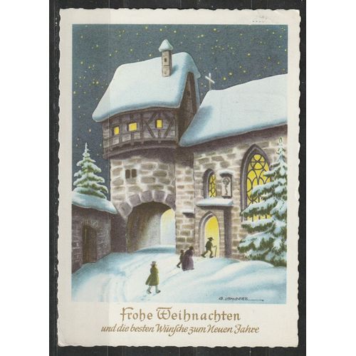 Carte Postale Allemagne "Joyeux Noël Et Meilleurs Voeux Pour La Nouvelle Année." Avec Timbre Theodor Heuss Oblitéré 1959.