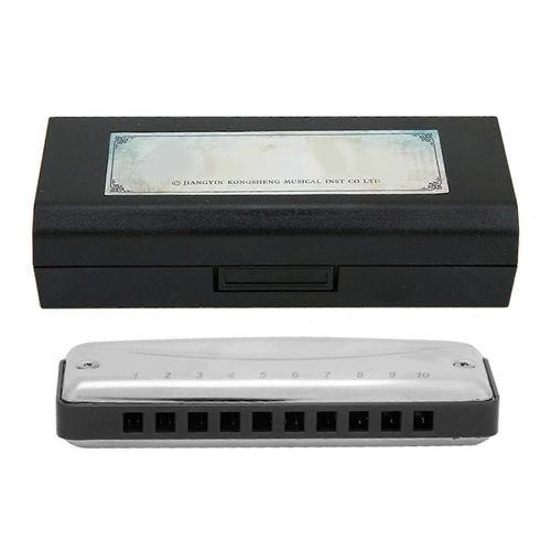 Harmonica Blues 10&#8209 ; Trou Orgue À Bouche Une Clé Portable Débutant Cadeau Instrument À Vent Imperméable À L¿Eau (Noir)