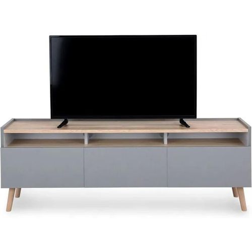 Buffet En Bois Style Scandinave - Buffet Salle À Manger Et Cuisine - Gris Avec 3 Portes Et Compartiments
