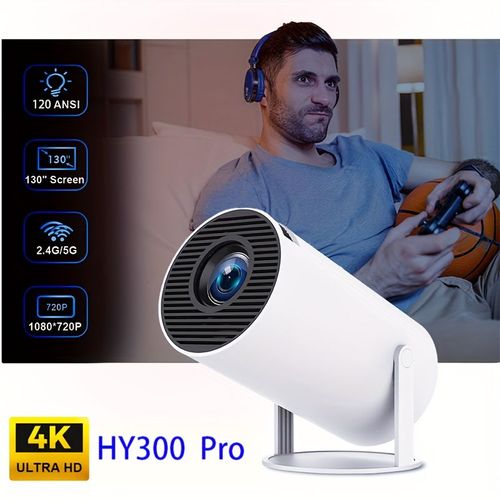Projecteur Mini Portatif Pro avec Android 11, Mini Projecteur 4K 720P 120ANSI 8000L, WiFi 5G, 180° pour Smartphone Film Jeux