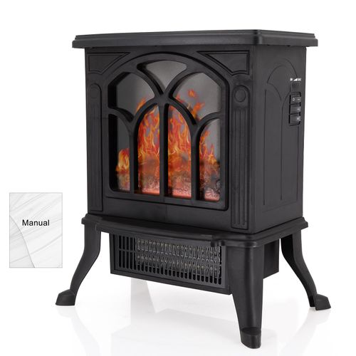 Chauffage de cheminée électrique, chauffage de cheminée d'intérieur avec effet de paysage de flamme réaliste 3D, thermostat réglable, conception sûre contre la surchauffe, deux réglages de chaleur, 750 W/1 500 W