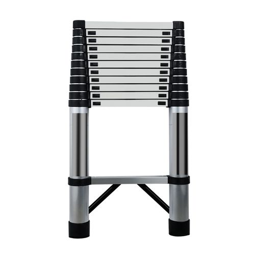 Échelle d'extension télescopique, échelle télescopique pliante en acier inoxydable avec mécanisme de verrouillage, échelle pliable polyvalente pour le travail extérieur à la maison ou en camping-car, charge robuste de 330 lb