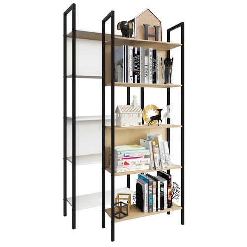 Vcm Bois,Métal,Rangement,Stand,Étagère,Bibliothèque,Déco,Livres,Étagère Sur Pied,Flakos,5