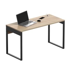 Bureau, Table Informatique Bureau, Pieds En Métal 76x135x60cm, Usb Intégré, , Bois, Briebe, Smuk