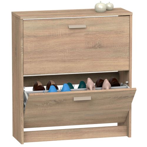 Briebe Meuble À Chaussures Entrée, Meuble Rangement En Bois 2 Portes, 82x74x25cm, , Bois, Briebe, Nova